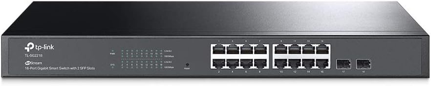 TP-Link TL-SG2218 16 Port Gigabit Managed Netzwerk Switch mit 2 SFP Slots, 19 Zoll Rack-Montage und Omada SDN Cloud Management für mittlere Videoüberwachungsanlagen