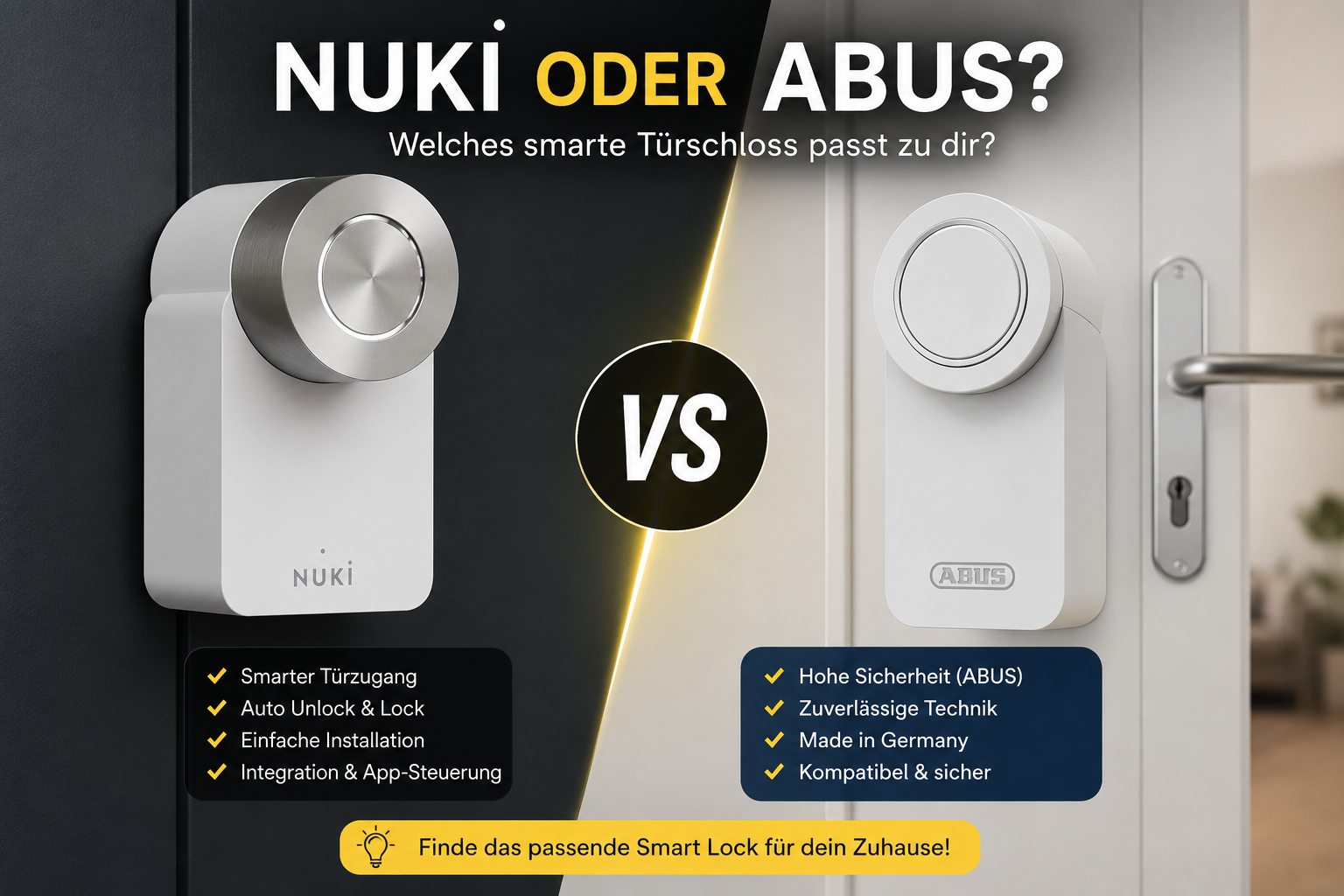 Nuki Smart Lock Pro oder ABUS LOXERIS One – Vergleich smarter Türschlösser 2026 für Wohnungstür, Eigenheim und Airbnb