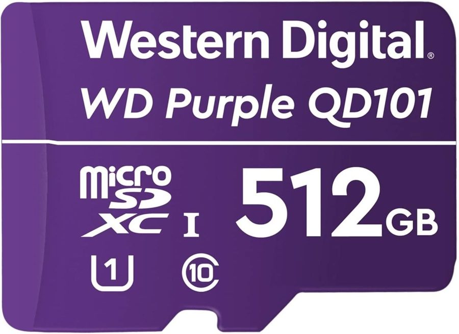 Western Digital WD Purple SC QD101 512 GB microSDXC Karte für professionelle Videoüberwachung mit Hikvision, Dahua und Uniview