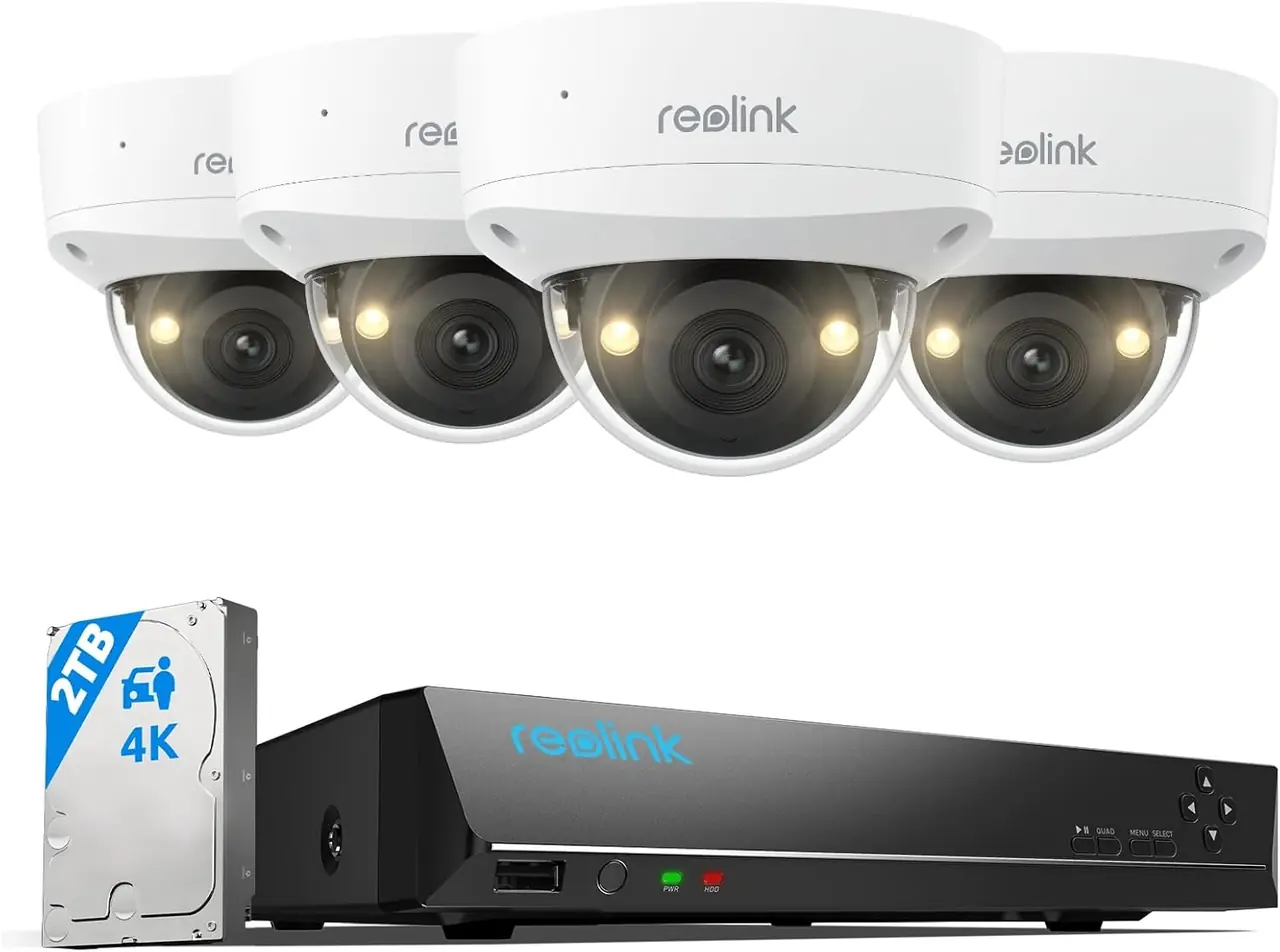 Reolink 4K PoE NVR-Set mit 4 Dome-Kameras und 2 TB Festplatte für kleine Unternehmen