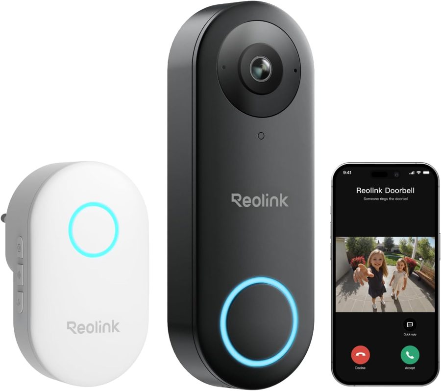 Reolink Video Doorbell PoE mit mitgeliefertem Funk-Gong und Smartphone-Ansicht – 5 MP 2K+ Türklingel mit Kamera ohne Abo