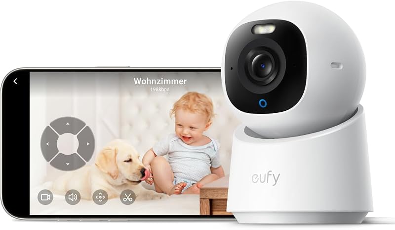 eufy Innenkamera E30 mit 4K-Auflösung, Auto-Tracking und Farb-Nachtsicht für die Überwachung ohne Abo im Innenbereich