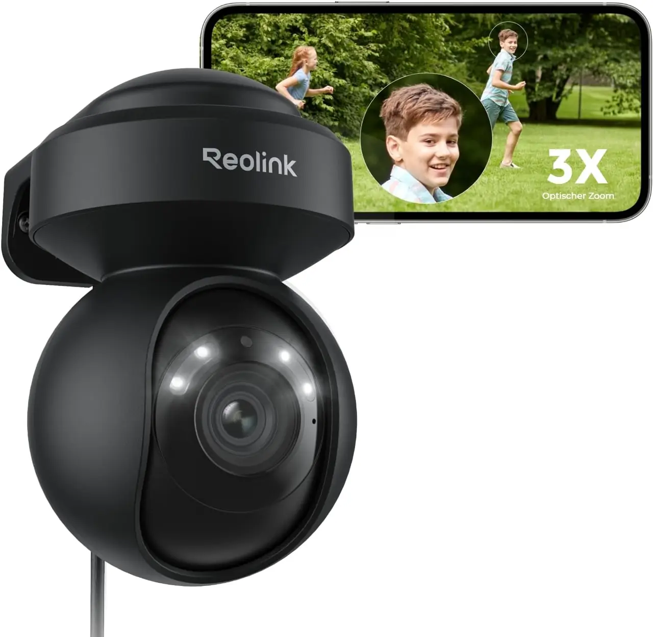 Reolink E1 Outdoor Pro WLAN-Kamera mit 3x optischem Zoom und Smartphone-Livebild