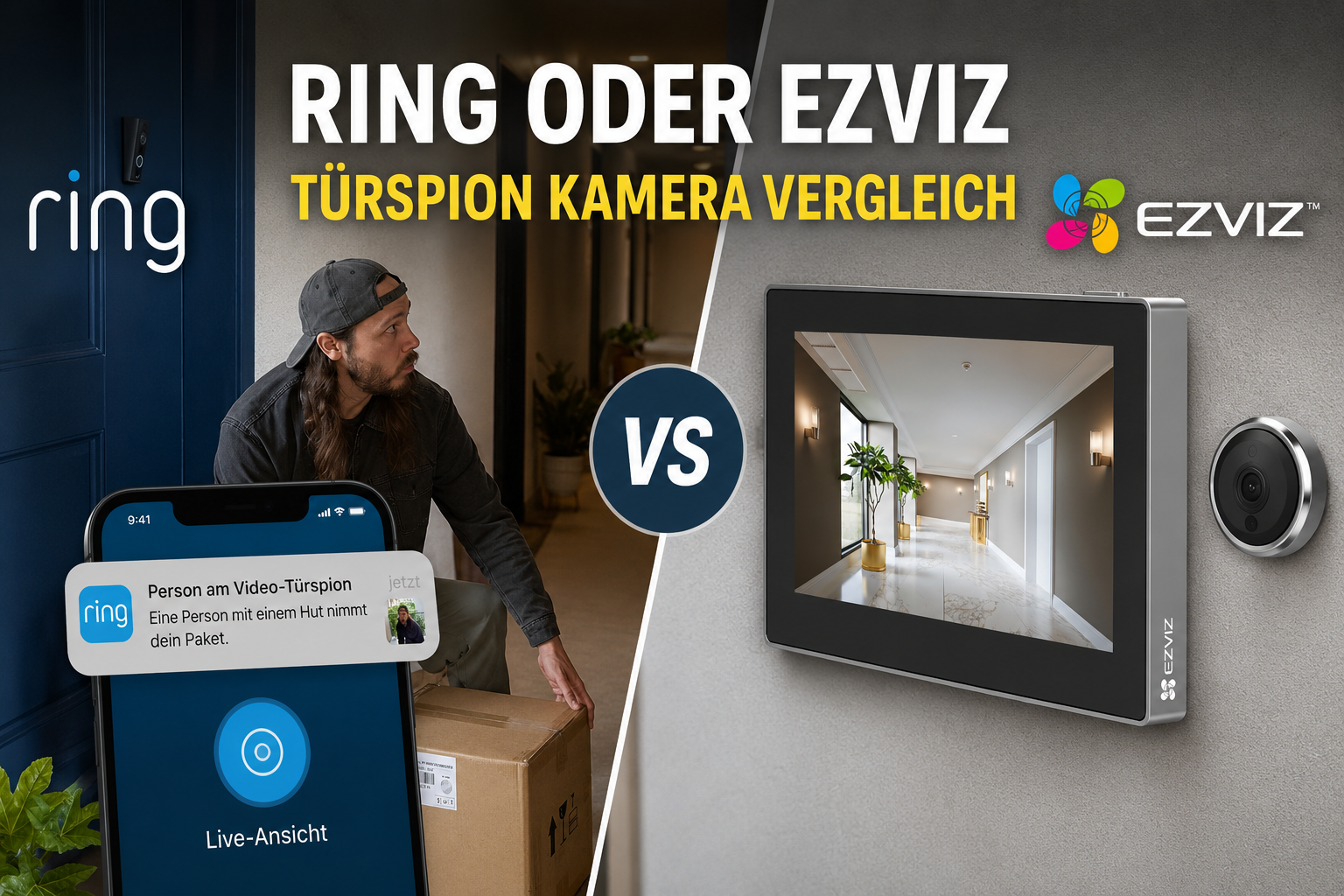 Ring oder EZVIZ Türspion Kamera Vergleich 2026 – Ring Peephole Cam 2K gegen EZVIZ CP2 Video Türspion mit 4,3 Zoll Farbdisplay