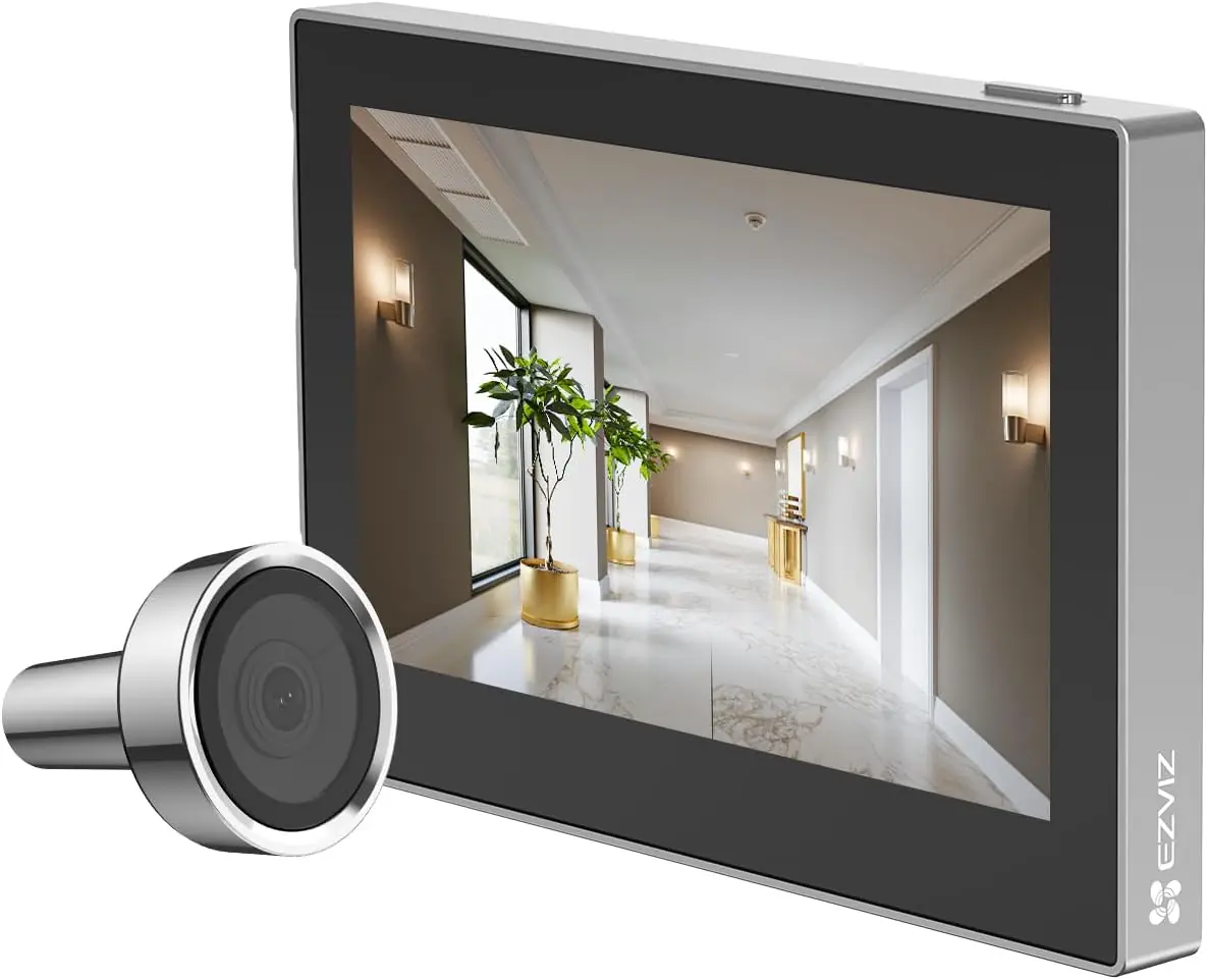 EZVIZ CP2 Video-Türspion Kamera mit 4,3 Zoll Farbdisplay und silberner Türspion-Kamera – kabellose WLAN Türspion Klingel