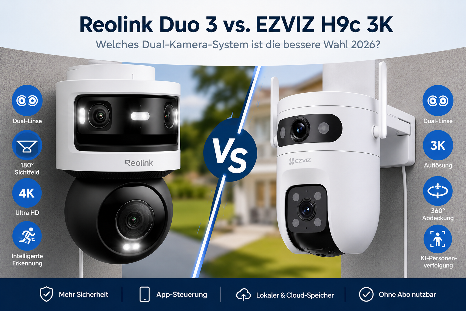 Reolink Duo 3 gegen EZVIZ H9c 3K – Vergleich zweier Dual-Linsen-Überwachungskameras 2026
