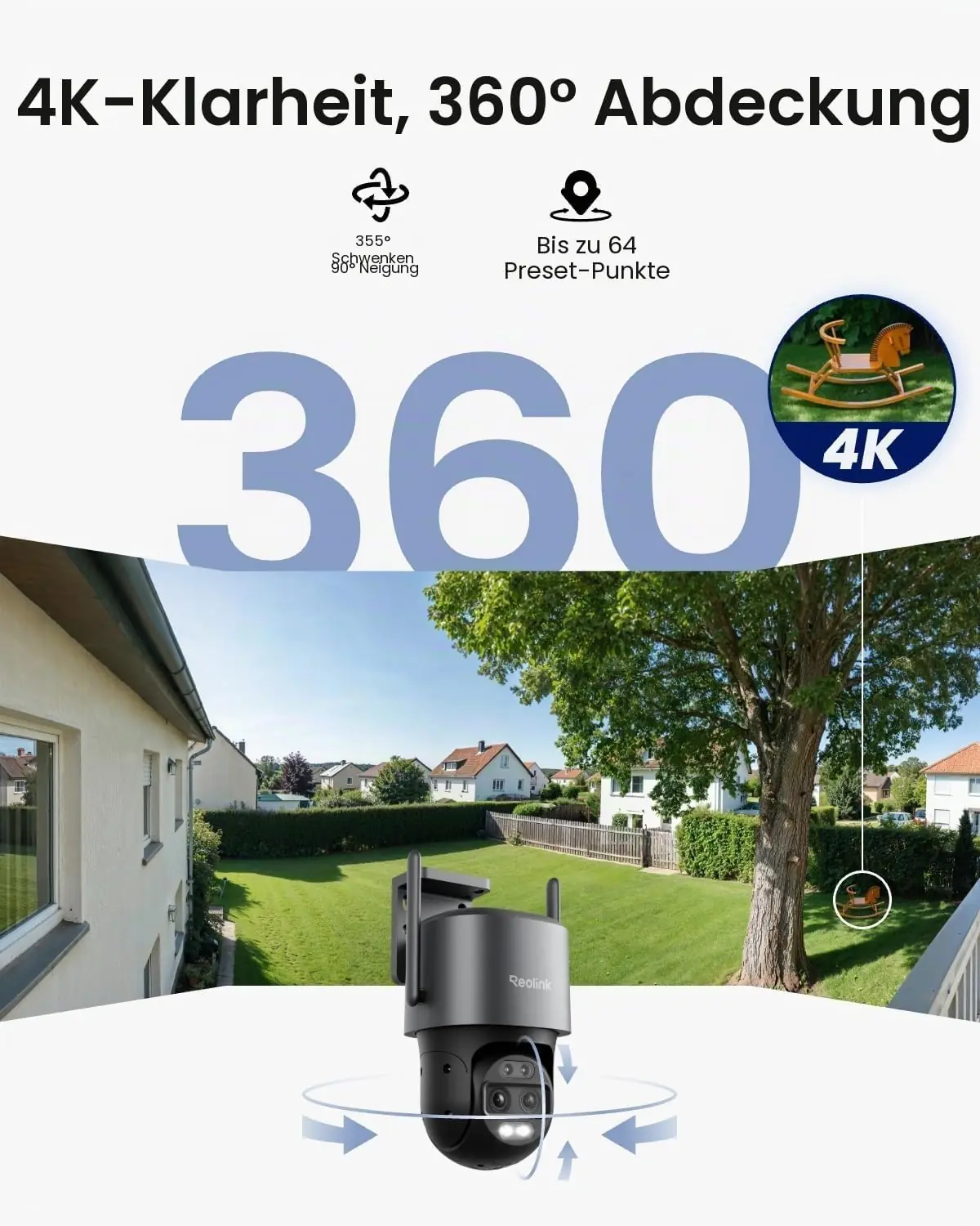 Reolink Dual-Lens 4K Überwachungskamera mit 360 Grad Abdeckung und 64 Preset-Punkten
