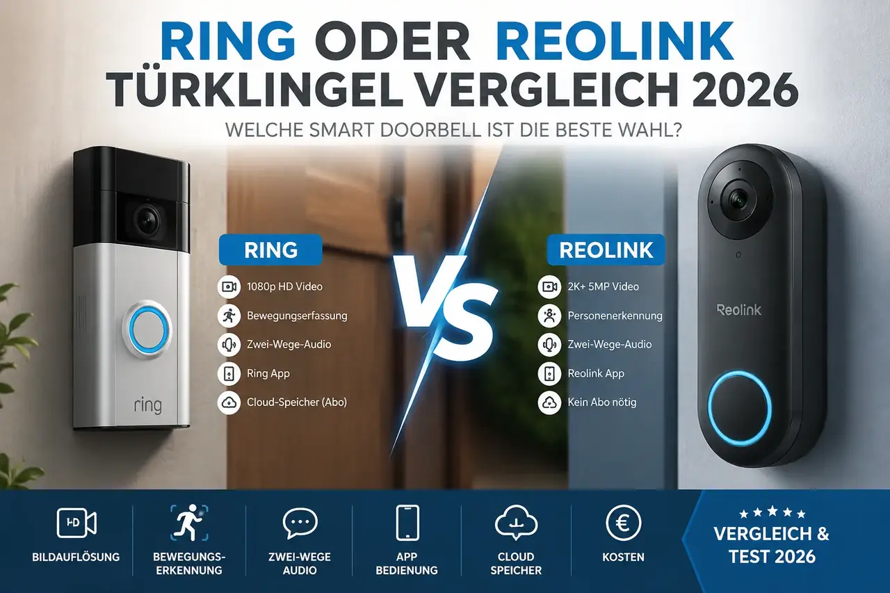 Ring vs Reolink Video-Türklingel Vergleich 2026 – Ring Battery Video Doorbell und Reolink Video Doorbell PoE im Test