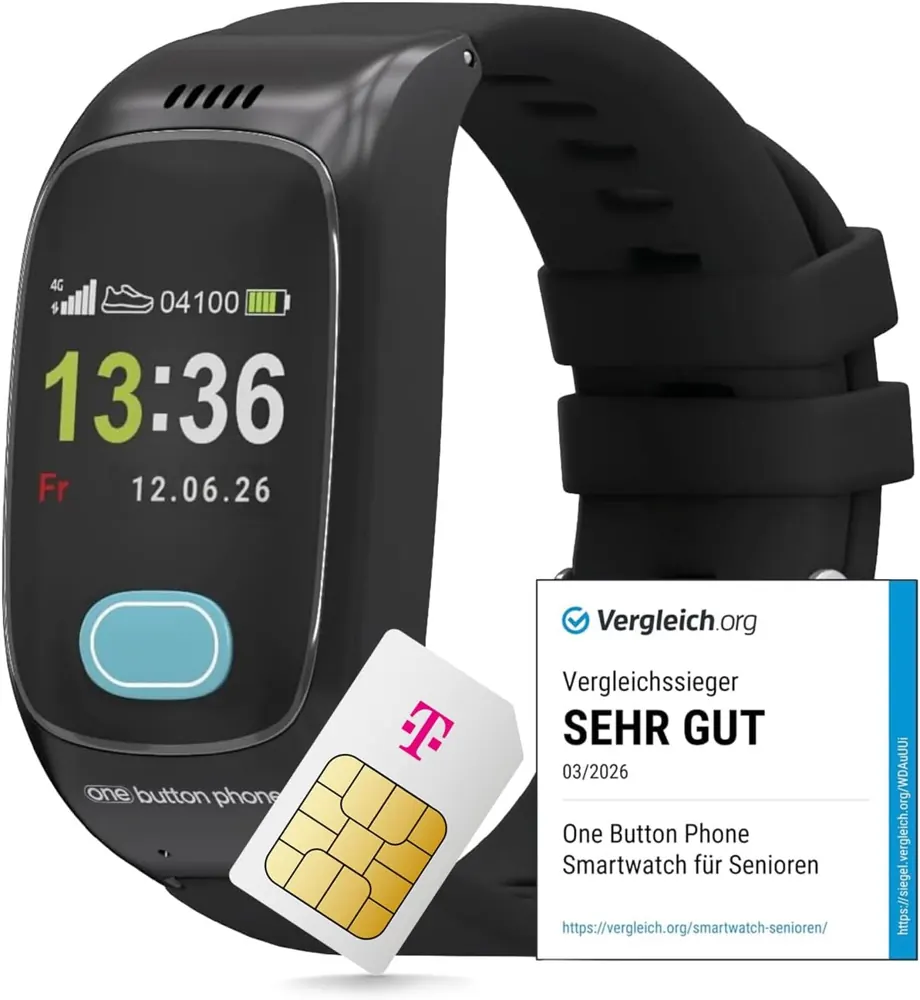 Deutsche Telekom x one Button Phone – 4G LTE Notrufuhr für Senioren mit SOS-Knopf, GPS-Ortung und Telefonfunktion