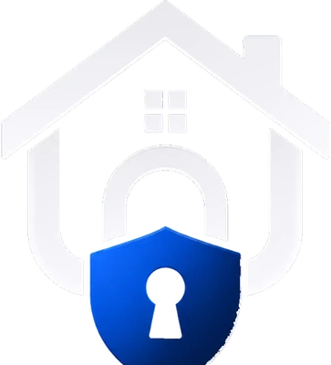 OBJEXA SECURE Logo – Haus mit Schloss und Schild, Blog für Sicherheitstechnik & Überwachung