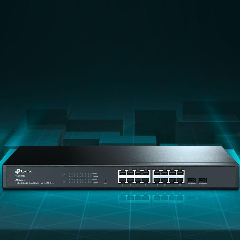 TP-Link TL-SG2218 16-Port Gigabit Smart Switch mit 2 SFP-Slots für Videoüberwachung